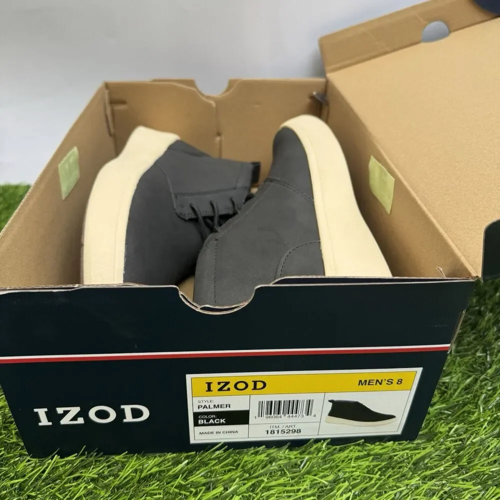 IZOD Palmer Men's Size 8 Lace-up Chukka Boots, Black New in Box